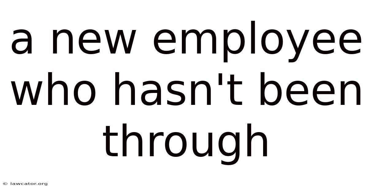 A New Employee Who Hasn't Been Through