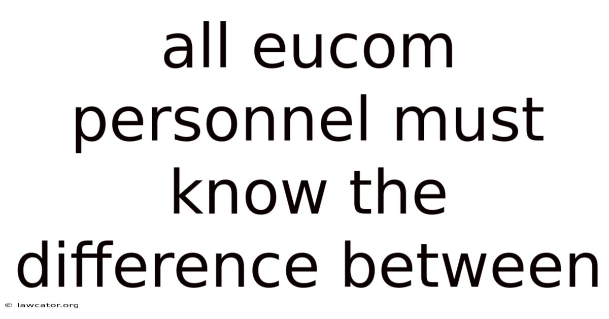 All Eucom Personnel Must Know The Difference Between