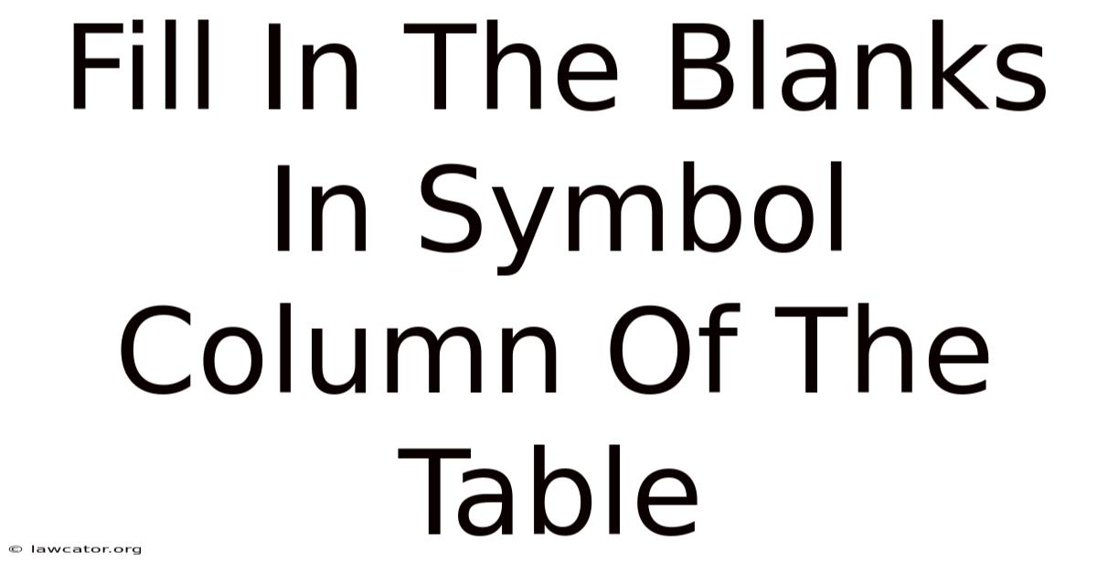 Fill In The Blanks In Symbol Column Of The Table.