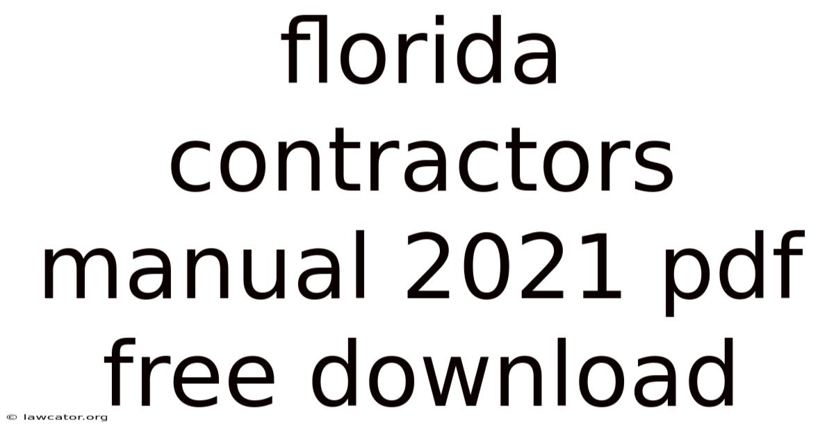 Florida Contractors Manual 2021 Pdf Free Download