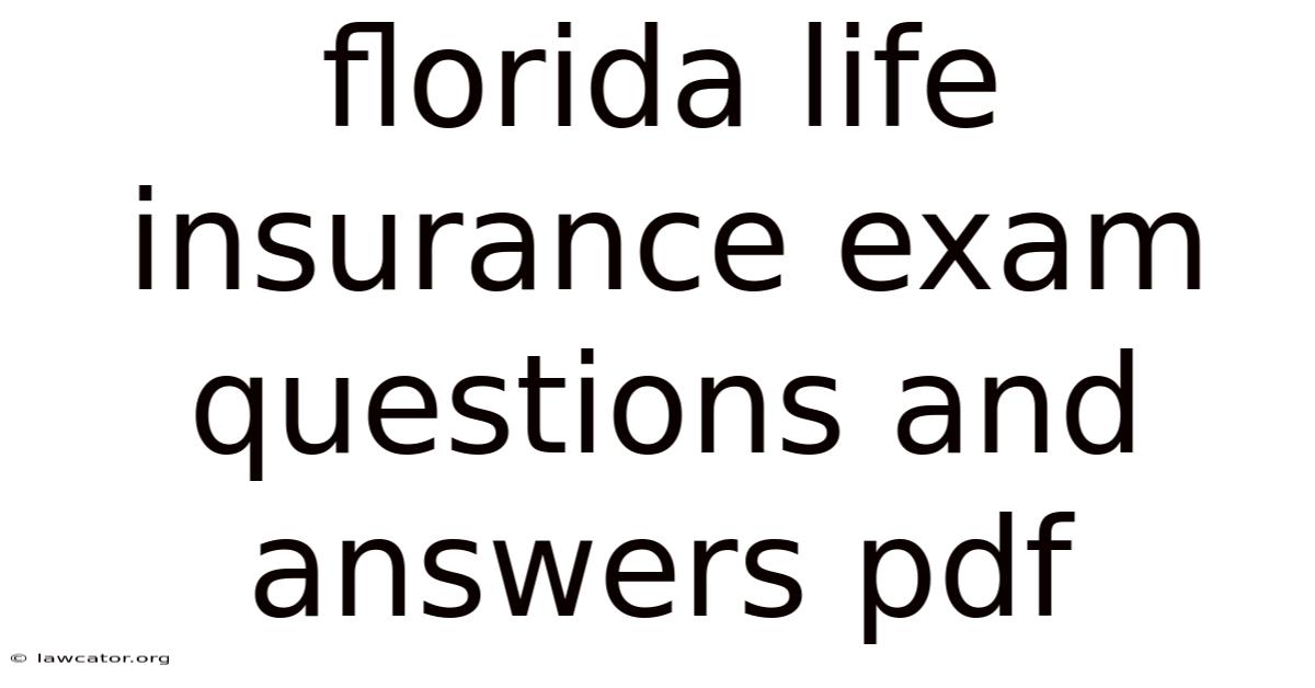 Florida Life Insurance Exam Questions And Answers Pdf