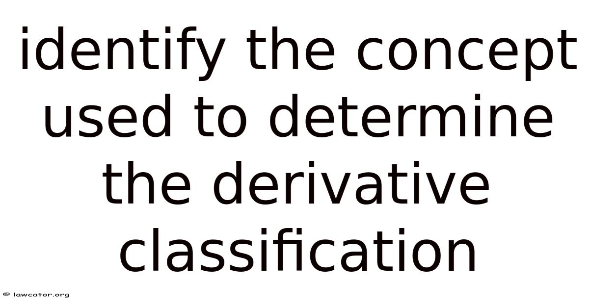 Derivative Classification Example Identify The Concept Used To Determine The Derivative Classification