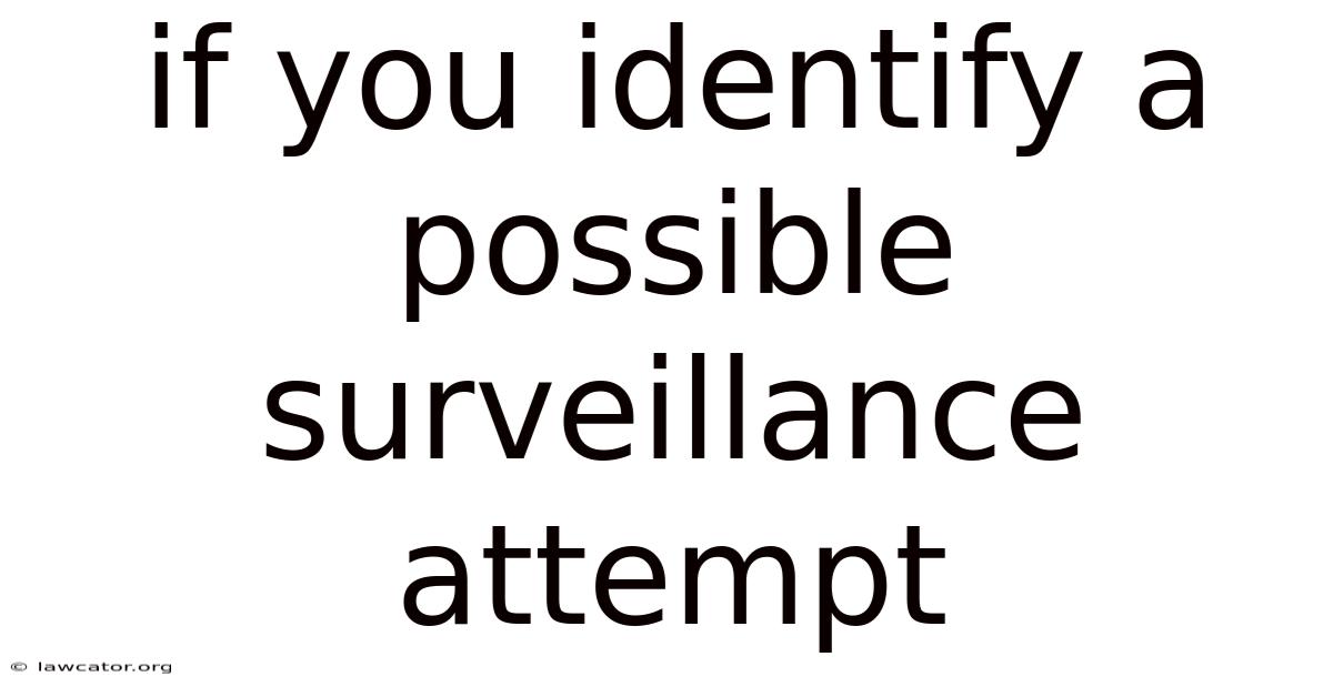 If You Identify A Possible Surveillance Attempt