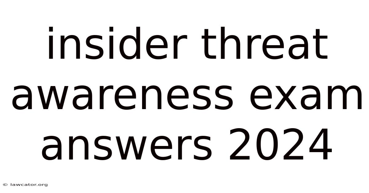 Insider Threat Awareness Exam Answers 2024