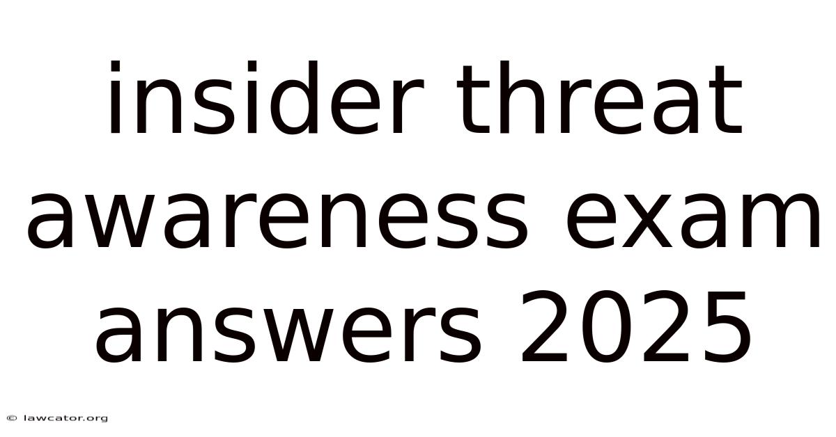 Insider Threat Awareness Exam Answers 2025