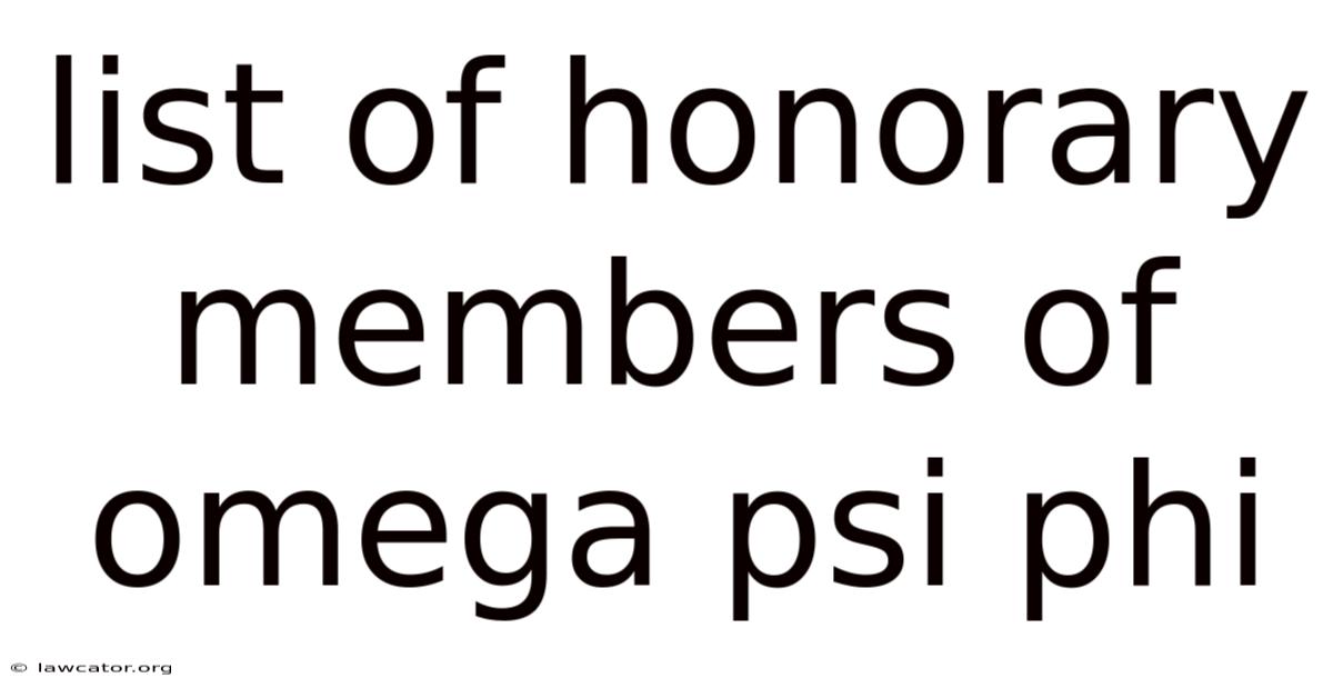 List Of Honorary Members Of Omega Psi Phi