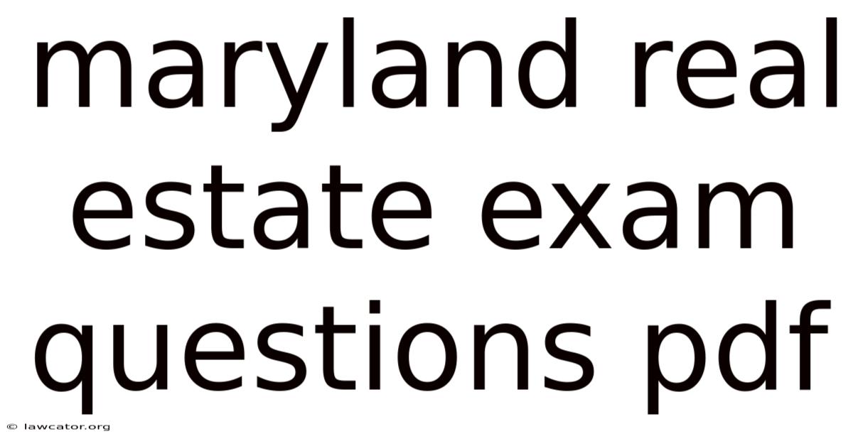 Maryland Real Estate Exam Questions Pdf