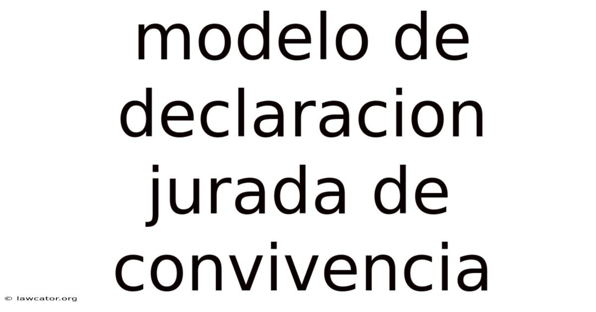 Modelo De Declaracion Jurada De Convivencia