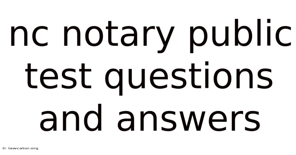 Nc Notary Public Test Questions And Answers