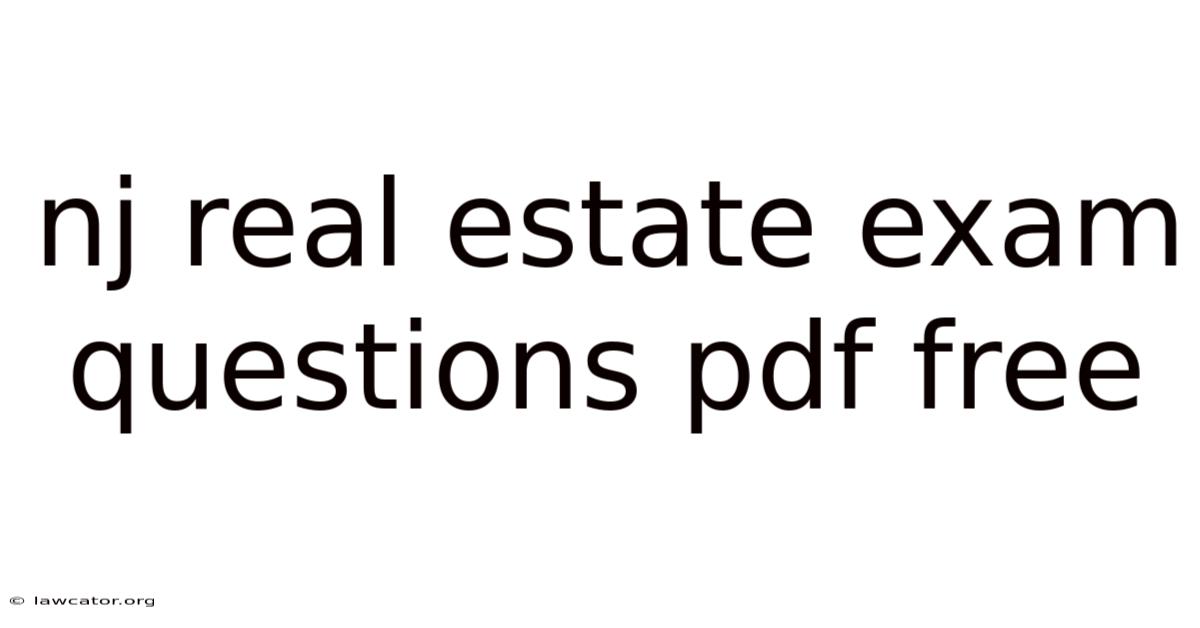 Nj Real Estate Exam Questions Pdf Free