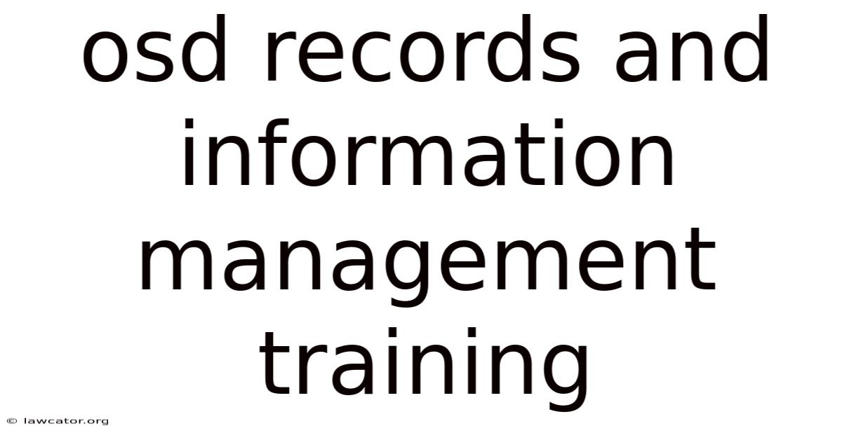 Osd Records And Information Management Training
