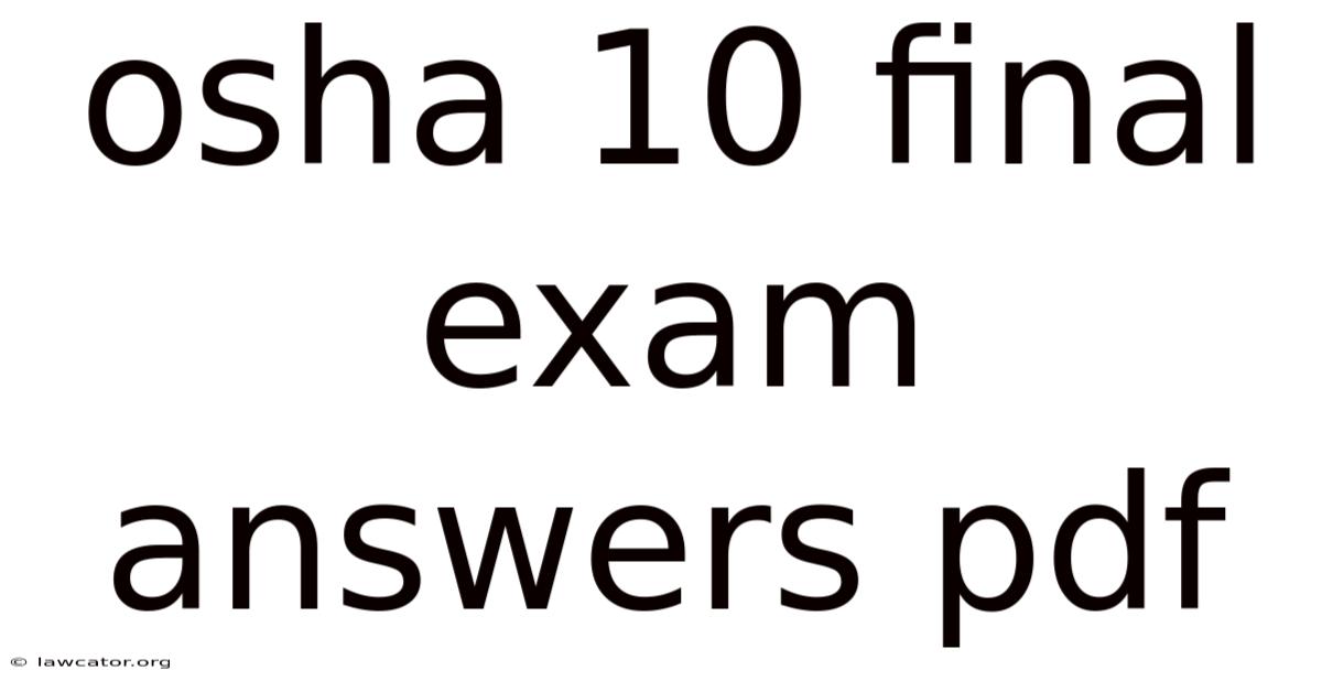 Osha 10 Final Exam Answers Pdf