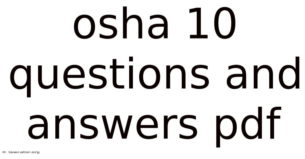Osha 10 Questions And Answers Pdf