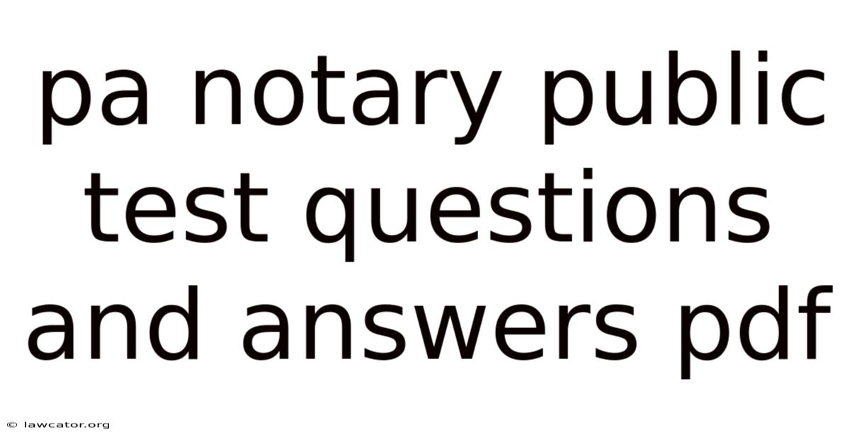 Pa Notary Public Test Questions And Answers Pdf