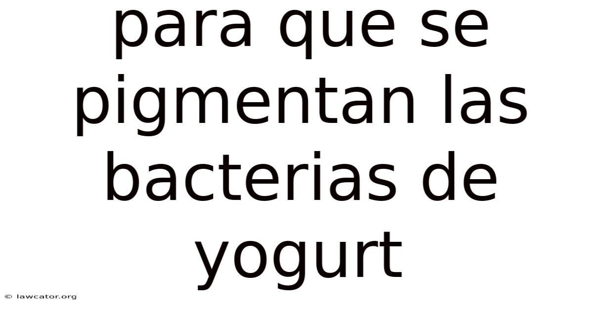 Para Que Se Pigmentan Las Bacterias De Yogurt
