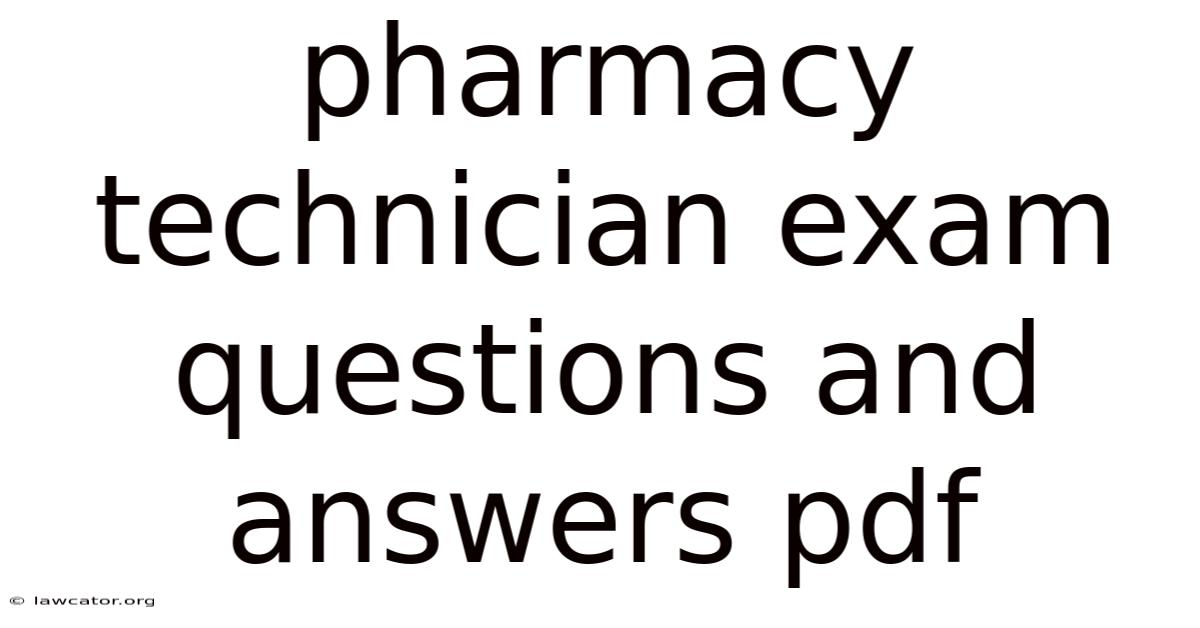 Pharmacy Technician Exam Questions And Answers Pdf