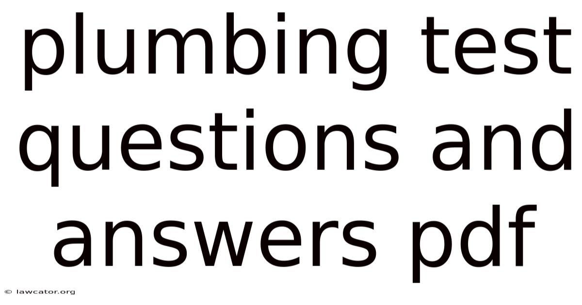 Plumbing Test Questions And Answers Pdf