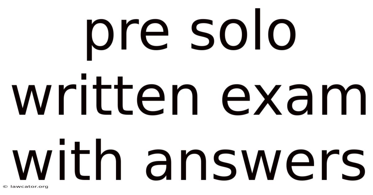 Pre Solo Written Exam With Answers