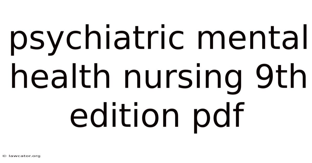 Psychiatric Mental Health Nursing 9th Edition Pdf