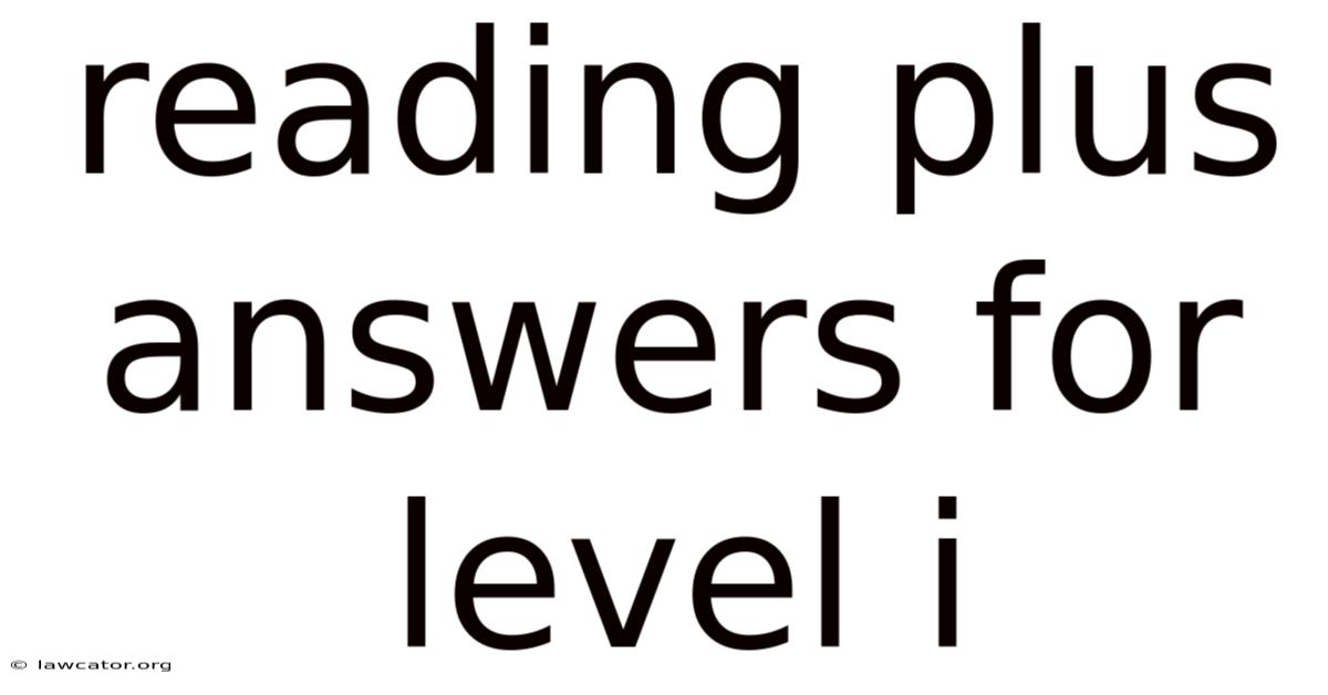Reading Plus Answers For Level I
