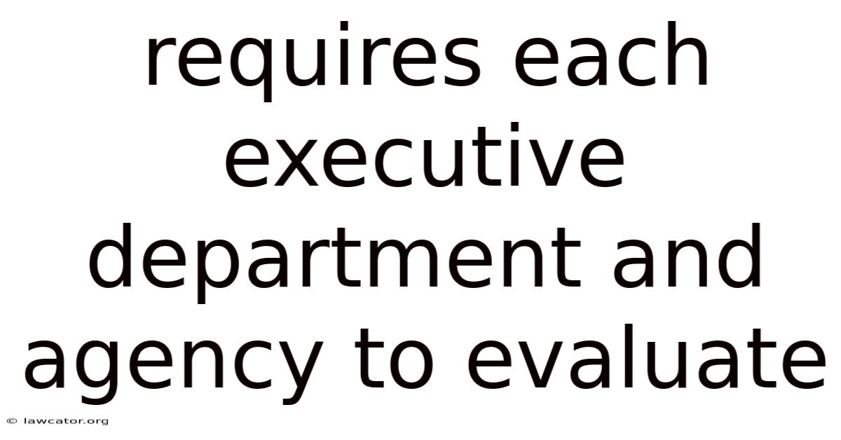 Requires Each Executive Department And Agency To Evaluate