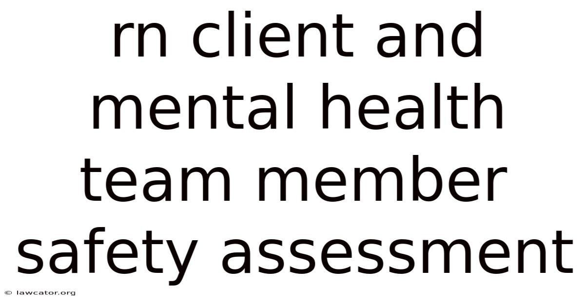 Rn Client And Mental Health Team Member Safety Assessment
