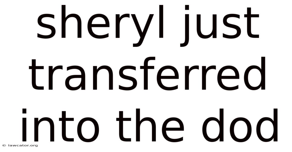 Sheryl Just Transferred Into The Dod