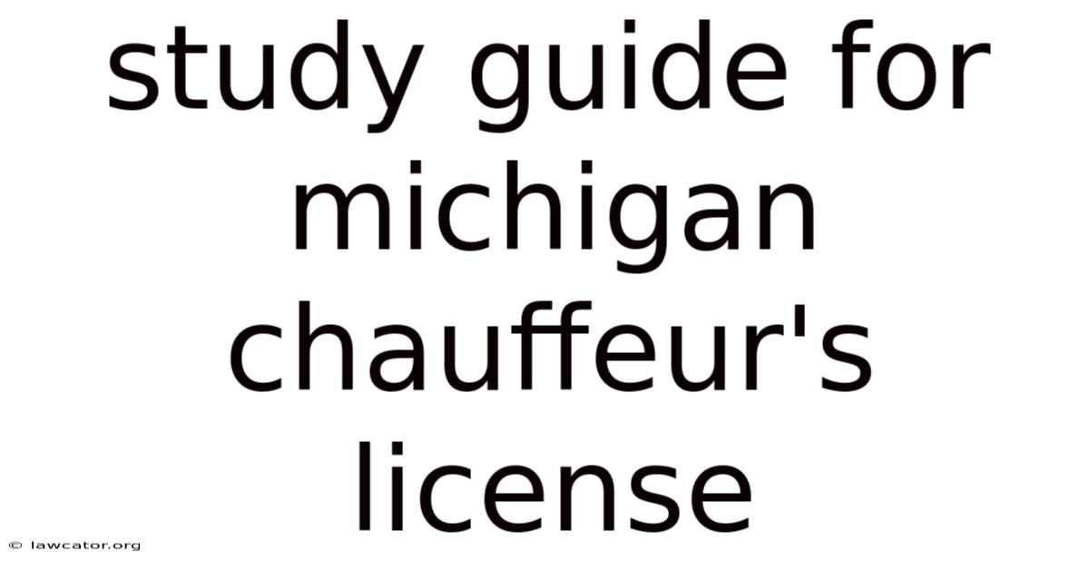 Study Guide For Michigan Chauffeur's License