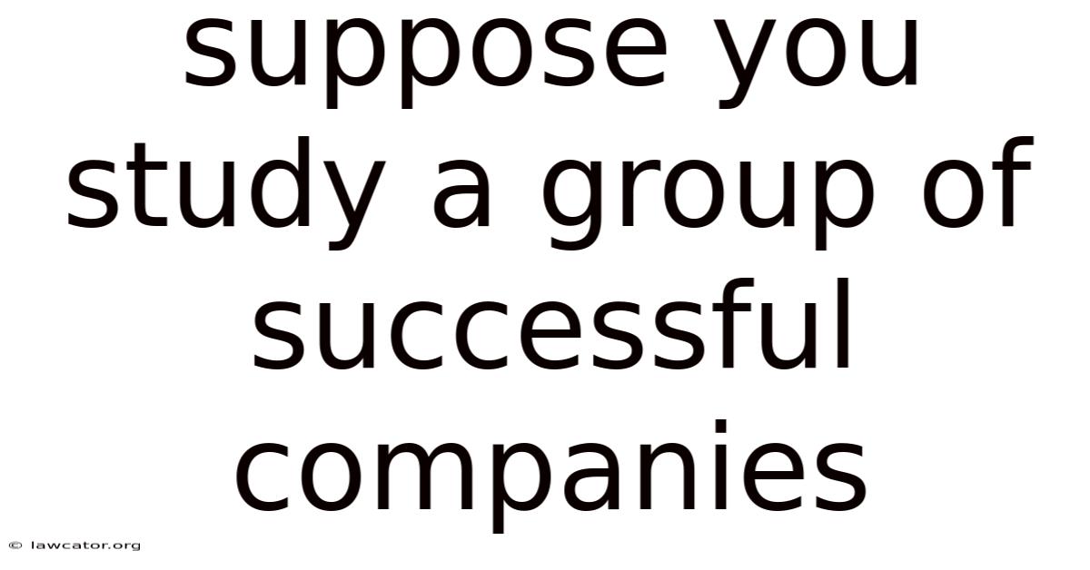 Suppose You Study A Group Of Successful Companies