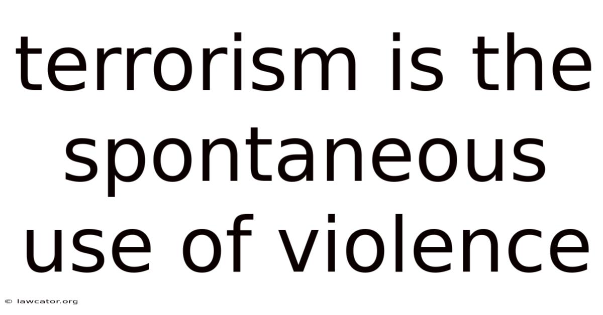 Terrorism Is The Spontaneous Use Of Violence