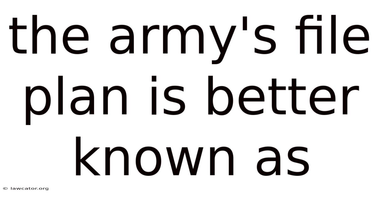 The Army's File Plan Is Better Known As