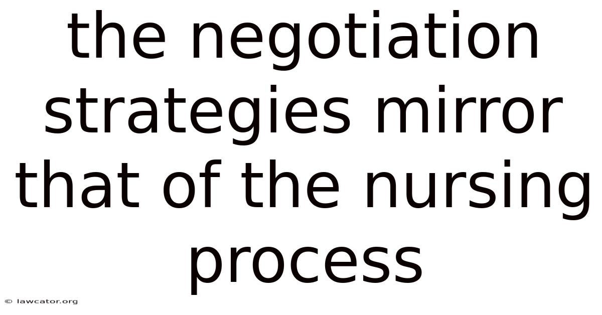 The Negotiation Strategies Mirror That Of The Nursing Process