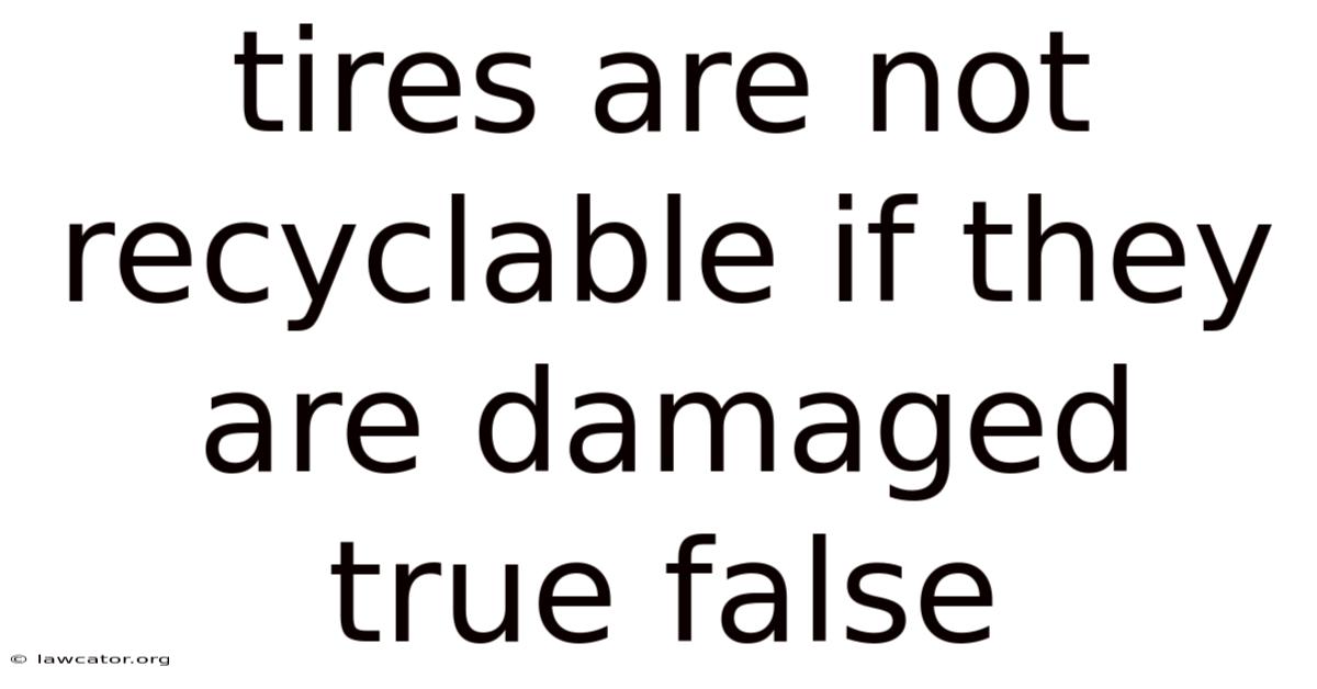 Tires Are Not Recyclable If They Are Damaged True False