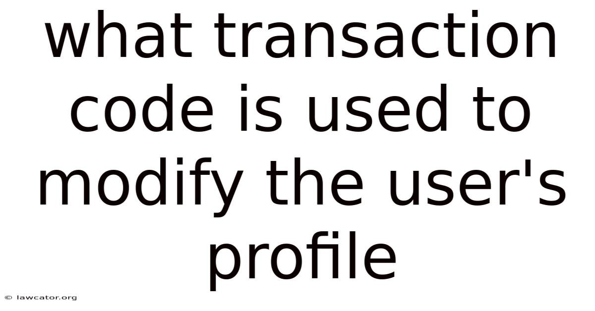 What Transaction Code Is Used To Modify The User's Profile