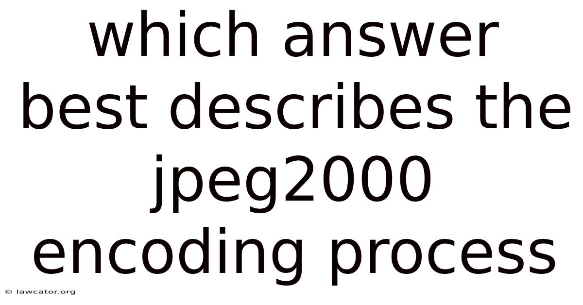 Which Answer Best Describes The Jpeg2000 Encoding Process