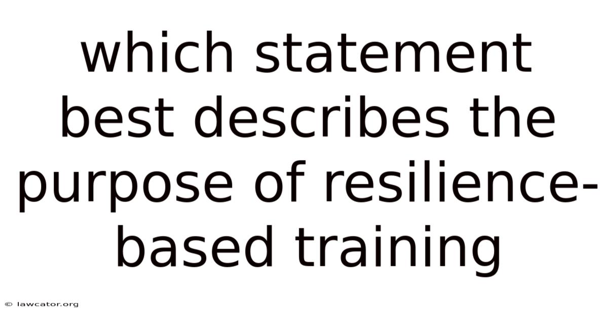 Which Statement Best Describes The Purpose Of Resilience-based Training